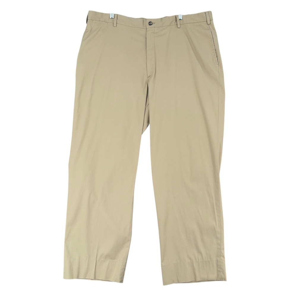 Charleston Khakis Mens Tan Flat Front Straight Fit‎ Chino Pants Size 42x29